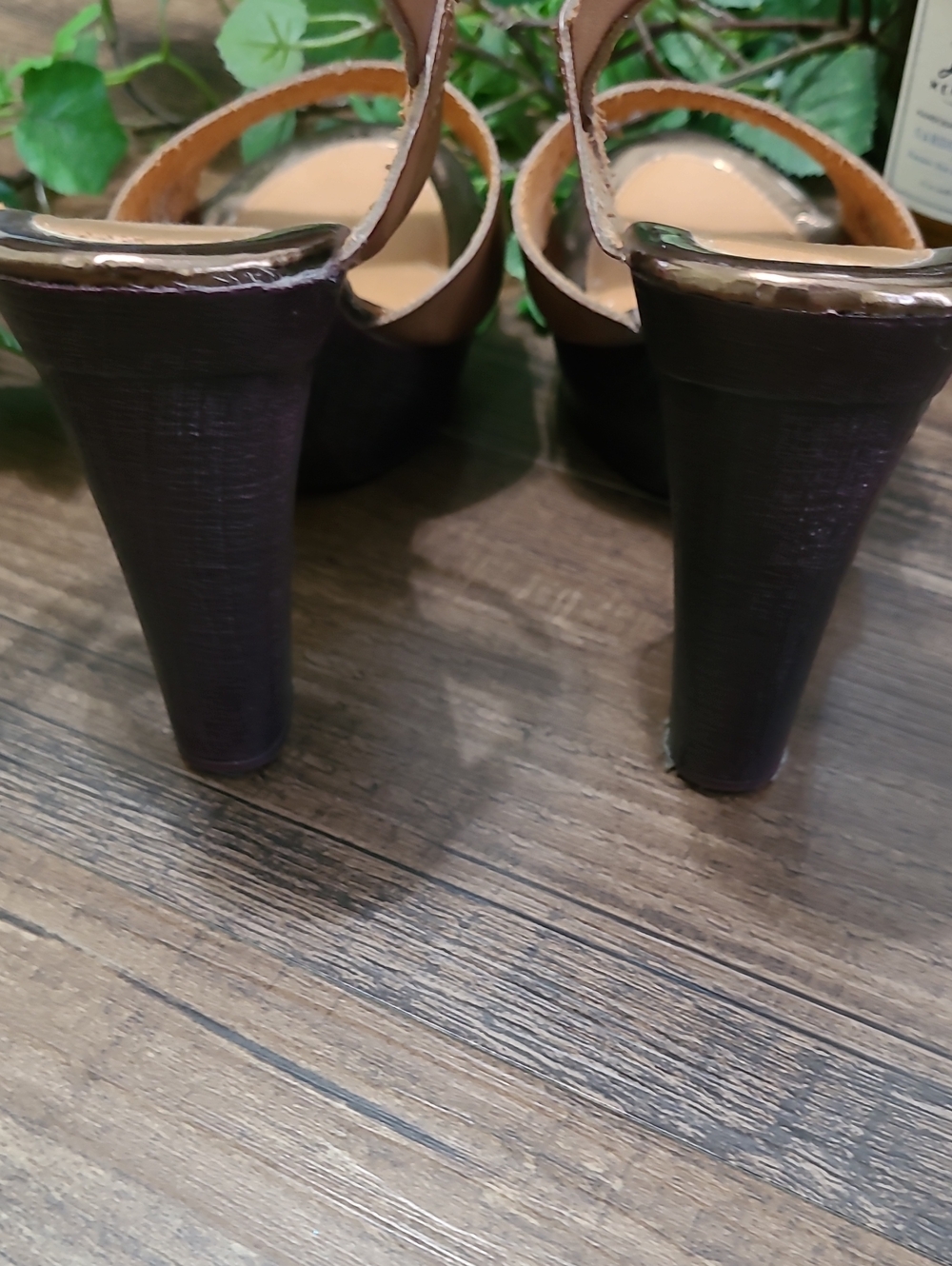 Brown Leather Platform Heels - Picture 6 of 11